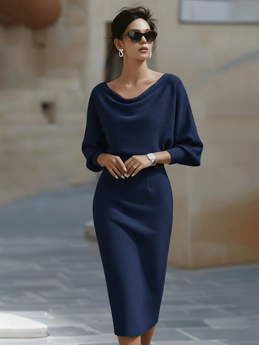 Ballachulish | White Draped Batwing Midi Dress