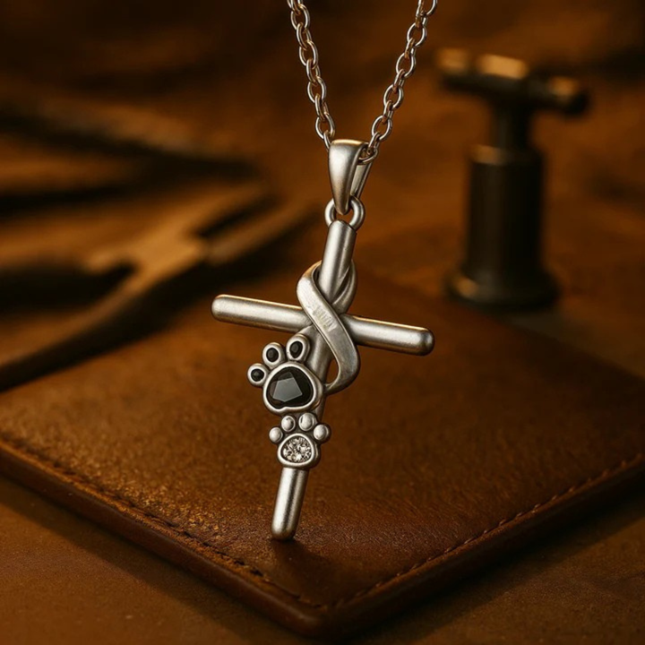 Selina | Cross Pendant Necklace with Paw