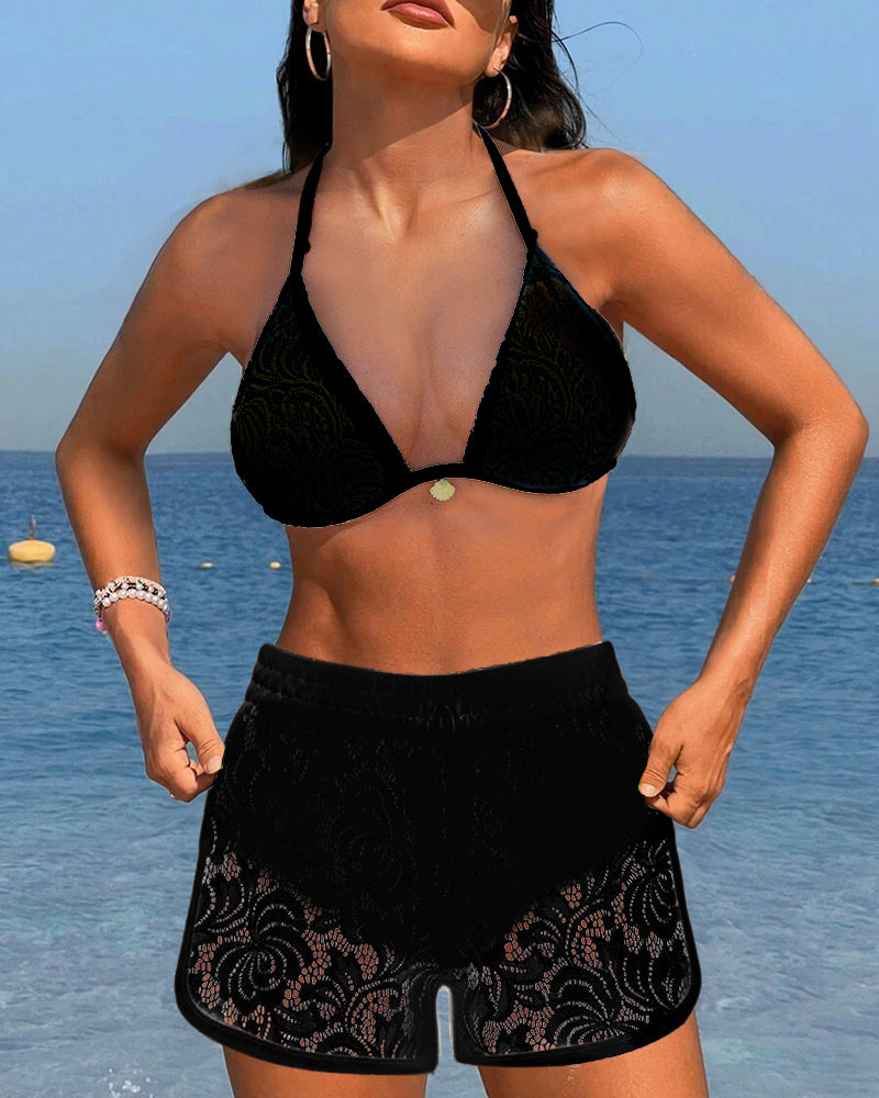 Laluna | Elegant Solid Lace Bikini Set