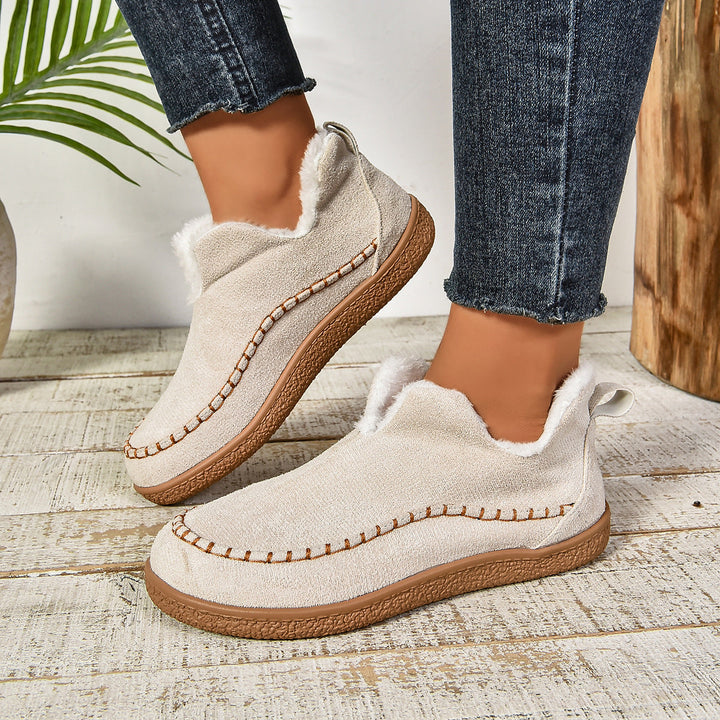 Sab | Warm Fur Lined Slip-On Ankle Boots with Anti-slip Thick Sole