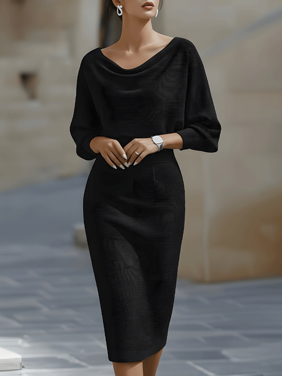 Ballachulish | White Draped Batwing Midi Dress