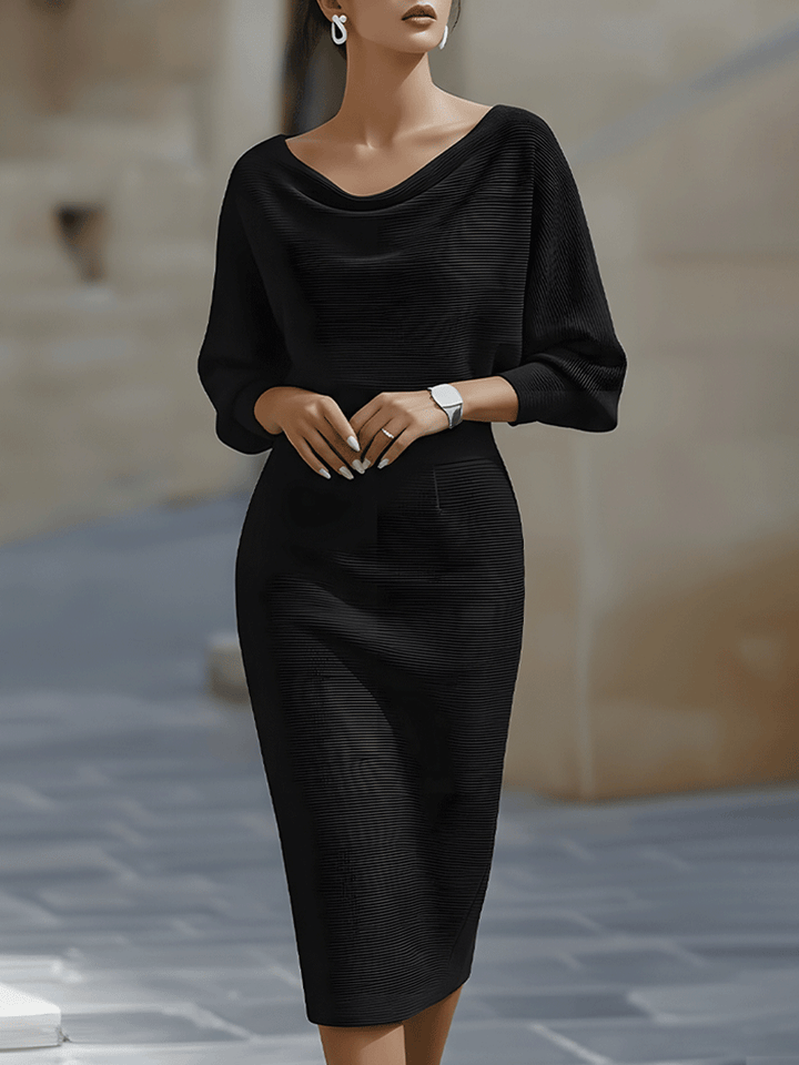 Ballachulish | White Draped Batwing Midi Dress