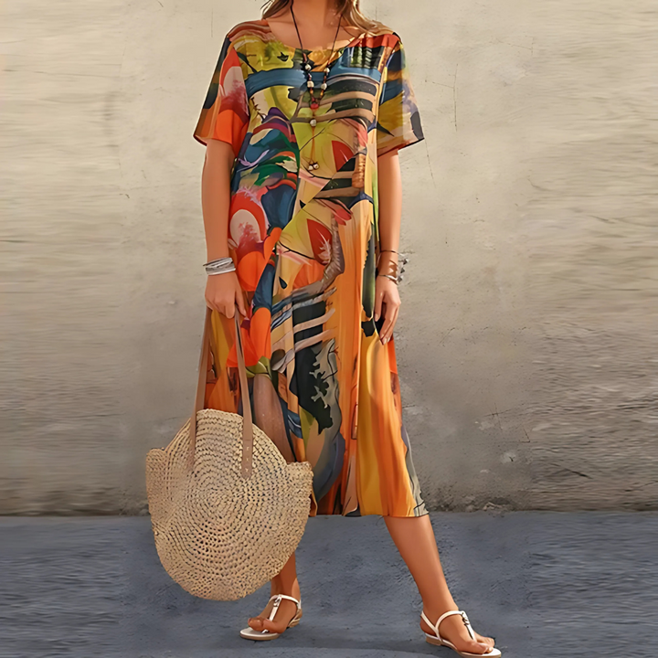 Coral | Elegant Floral Dress