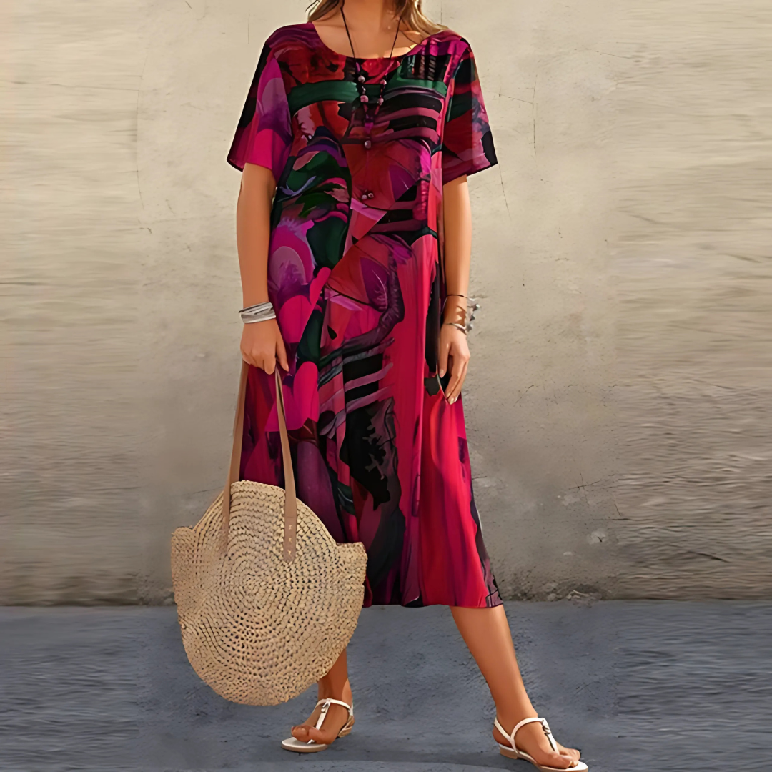 Coral | Elegant Floral Dress