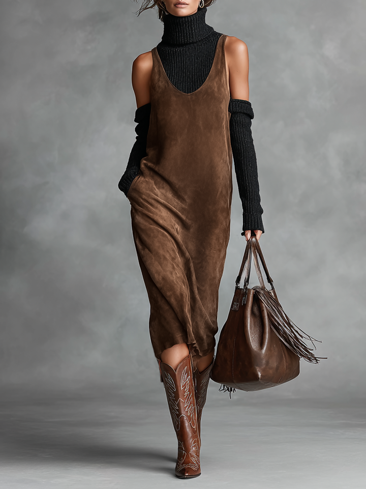Sofia | Retro Simple Suede U-Neck