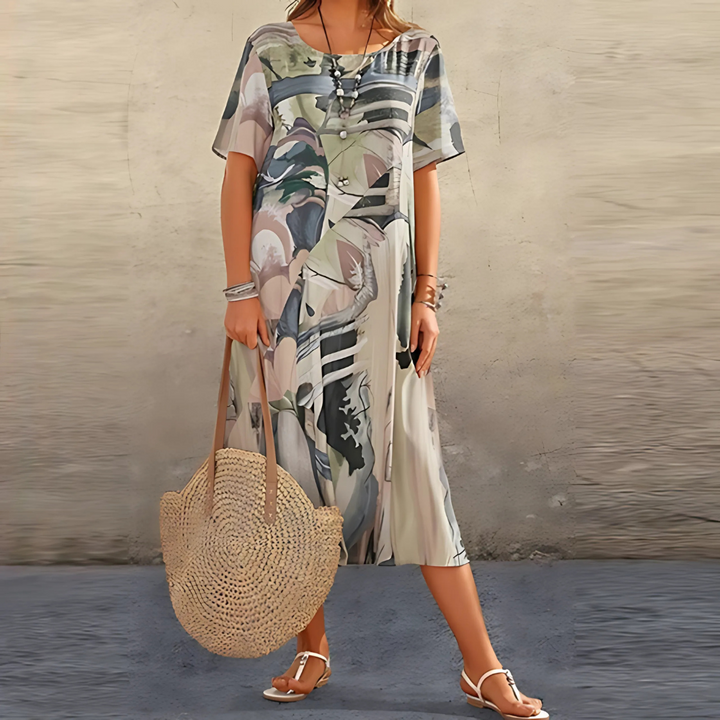 Coral | Elegant Floral Dress