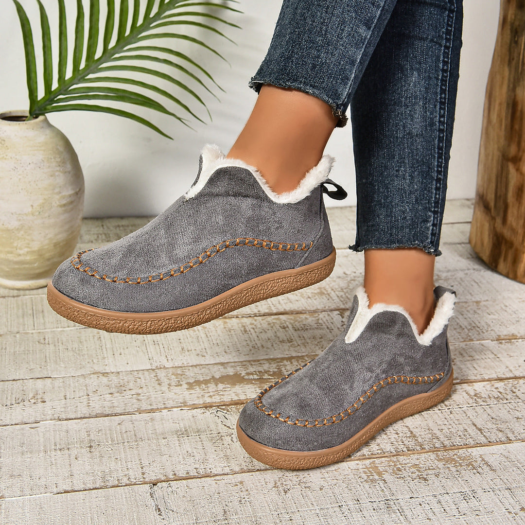 Sab | Warm Fur Lined Slip-On Ankle Boots with Anti-slip Thick Sole