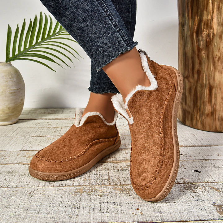Sab | Warm Fur Lined Slip-On Ankle Boots with Anti-slip Thick Sole