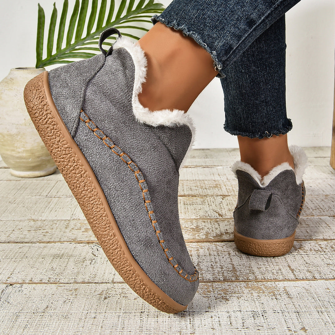 Sab | Warm Fur Lined Slip-On Ankle Boots with Anti-slip Thick Sole