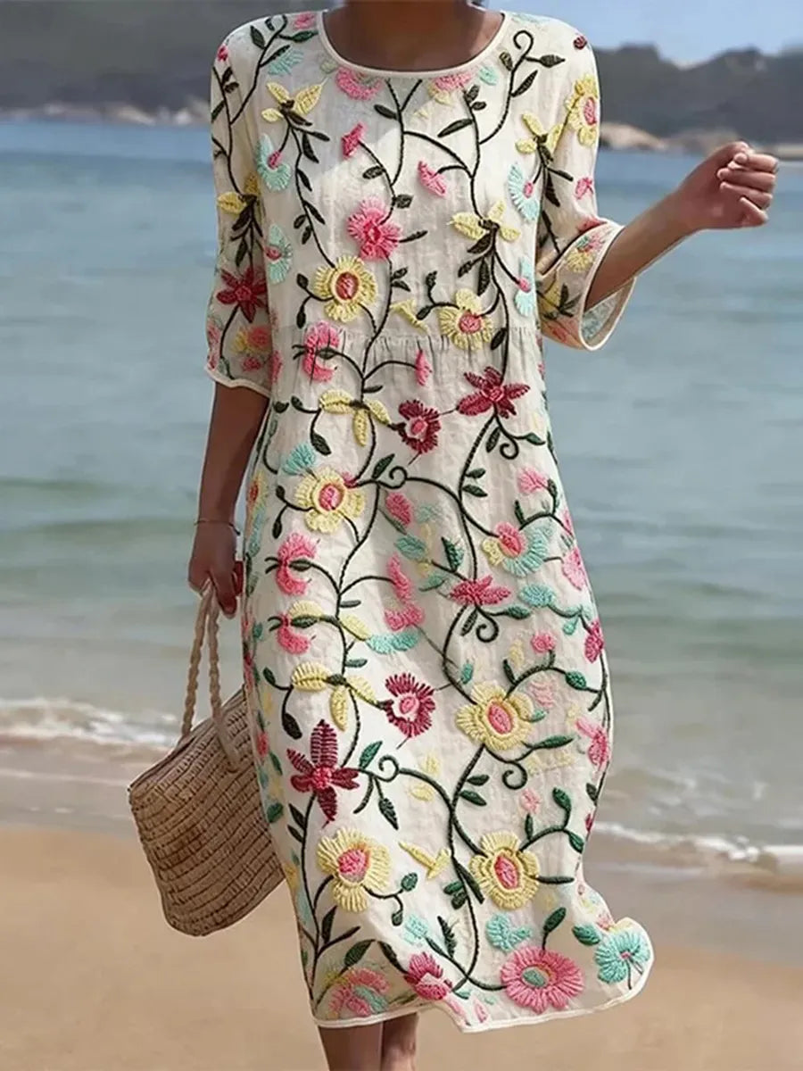 Brynmore | Embroidered Midi Garden Dress
