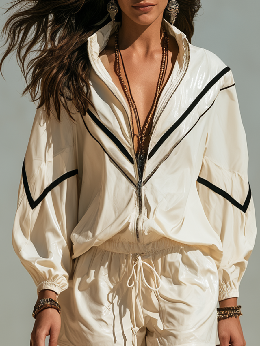 Constance | Contrast-Trim Boho Short Set