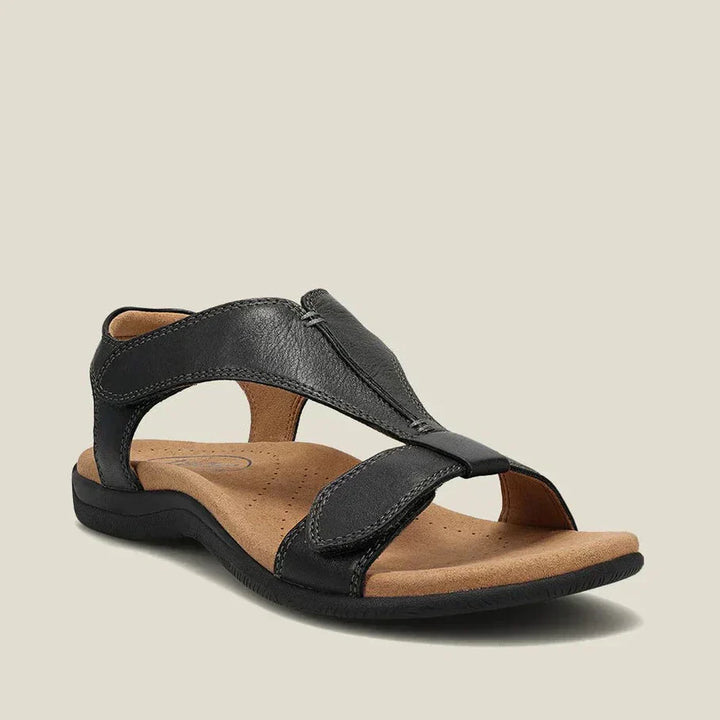 Florence | Black Leather Strap Sandals