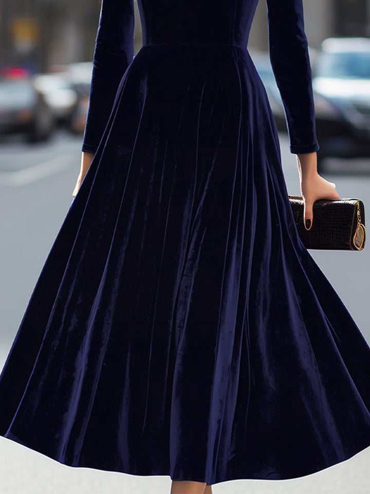 Lochboisdale | Navy Blue Long-Sleeve Midi Dress