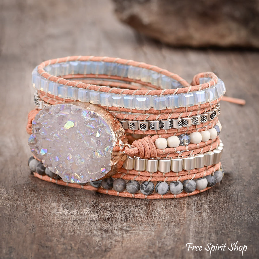Gabi | Handmade Natural Celestine Druzy Wrap