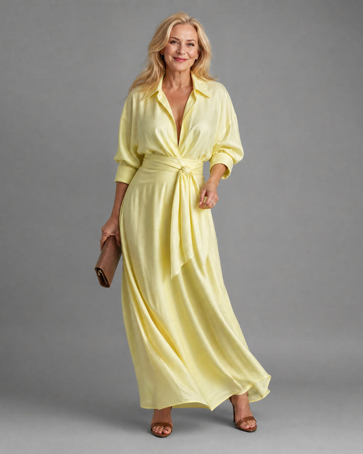 Zelith | Belted Midi Dress with Collar