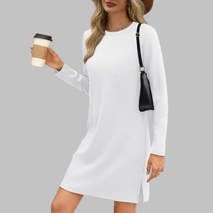 Alaya | Comfortable Long Sleeve Round Neck Dress