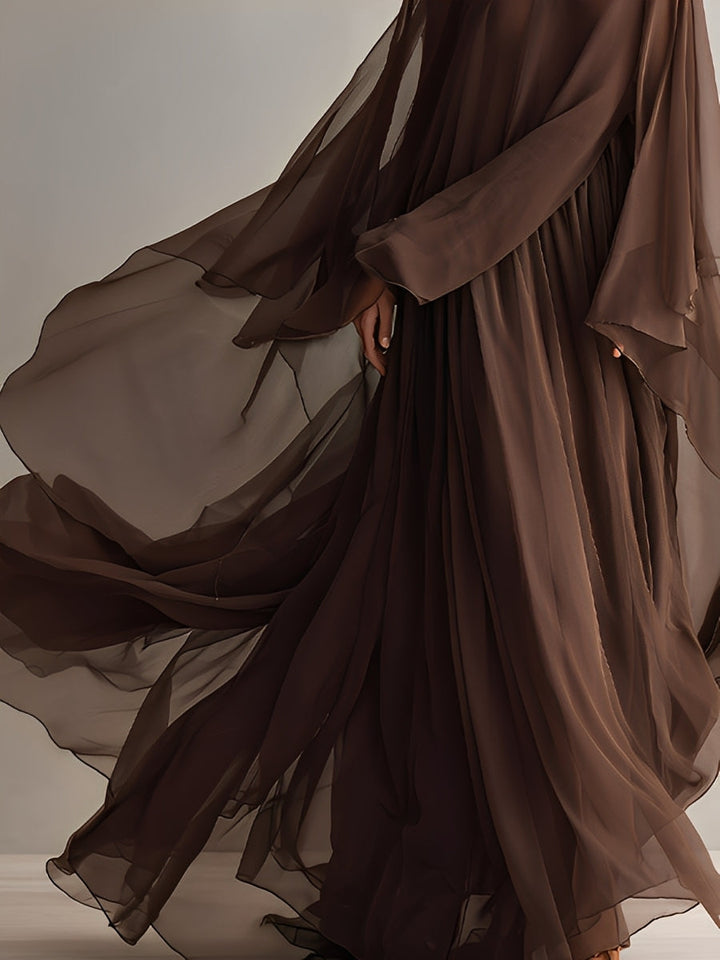 Maria | Rich Brown Chiffon Dress