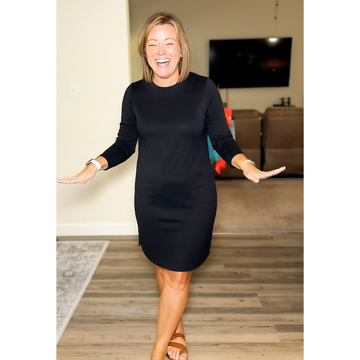 Alaya | Comfortable Long Sleeve Round Neck Dress