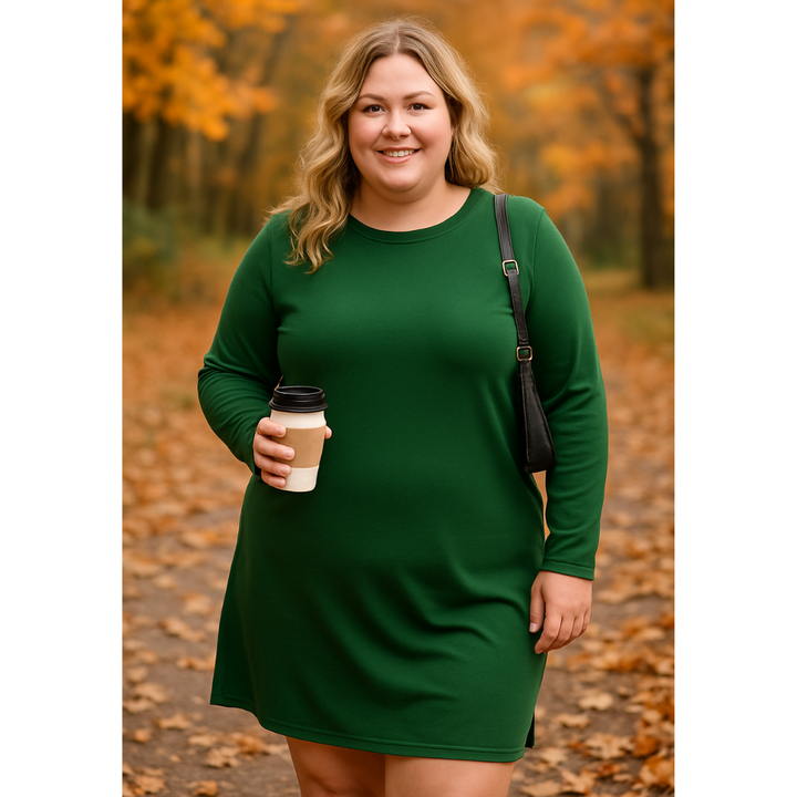 Alaya | Comfortable Long Sleeve Round Neck Dress