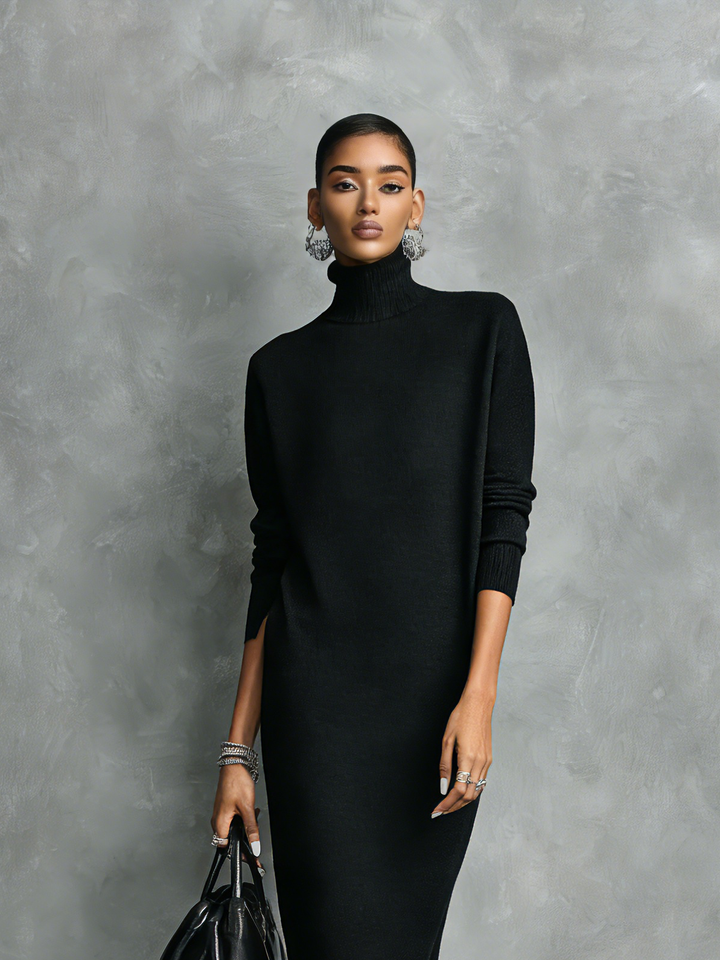Anastasia | Elegant Black Knitted Turtleneck