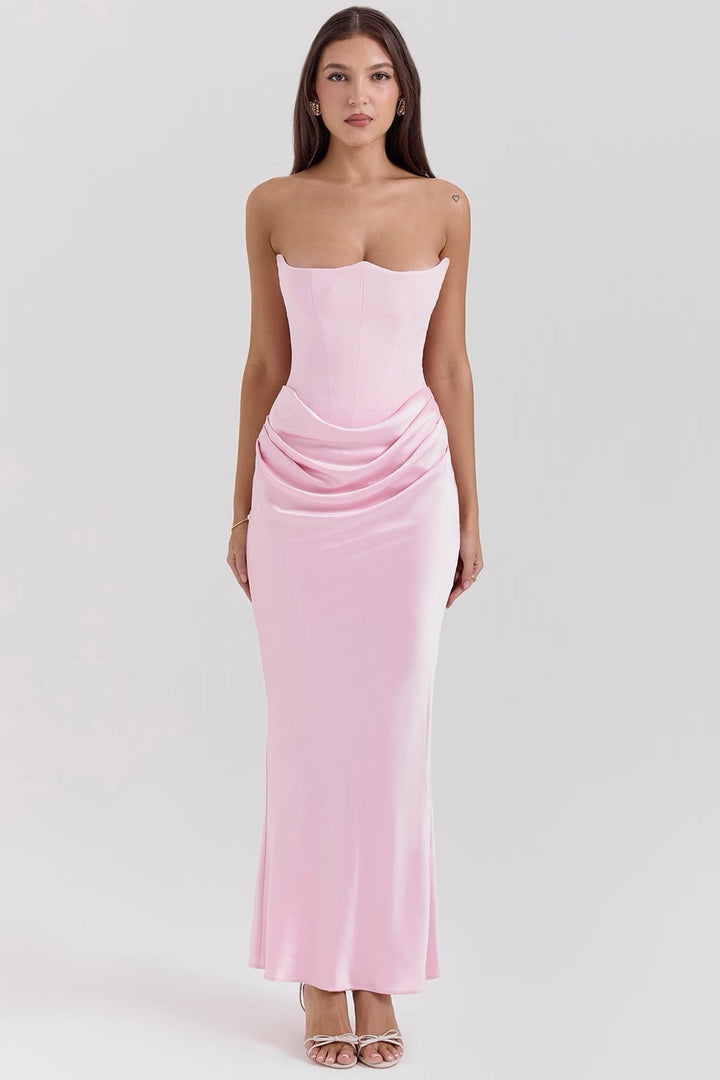 Camille | Women's Wedding Guest Lace Strapless Dress Evening