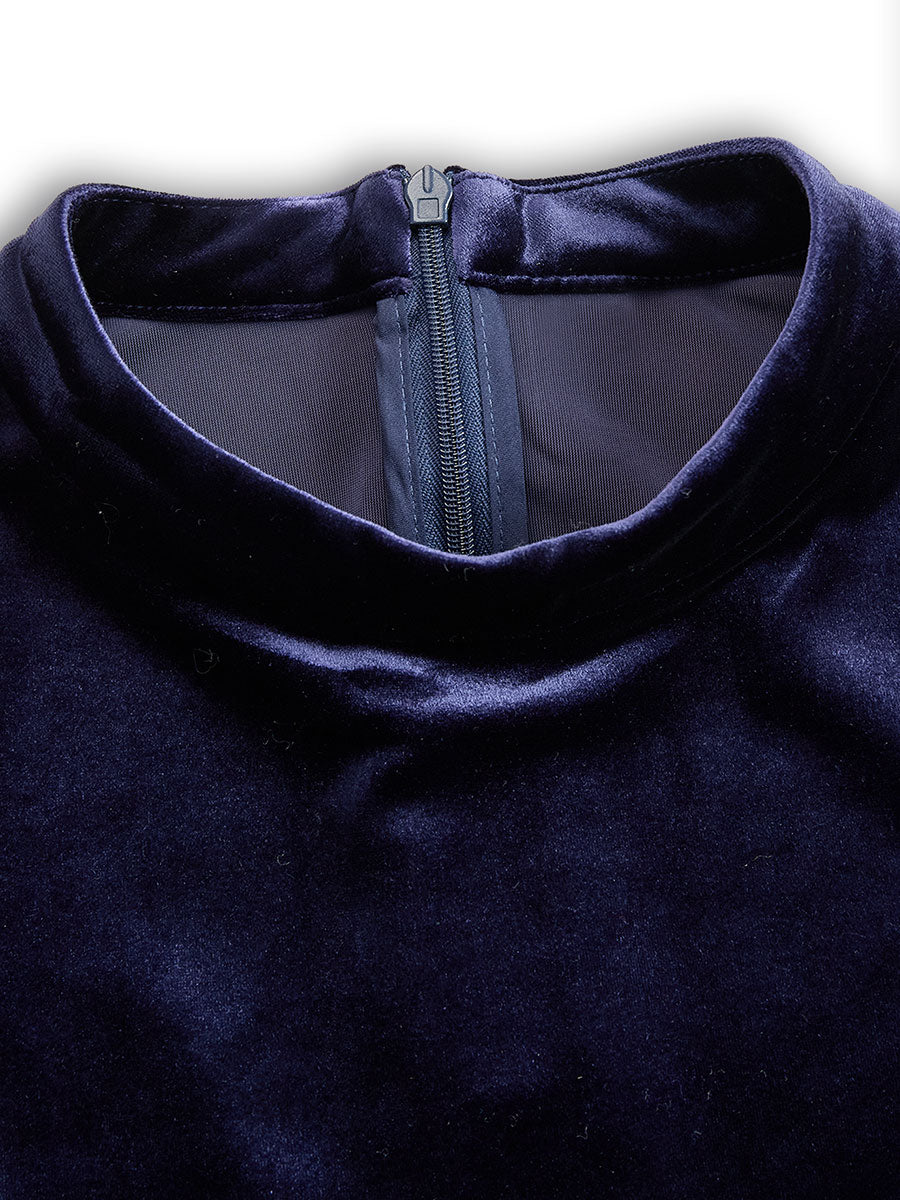Lochboisdale | Navy Blue Long-Sleeve Midi Dress