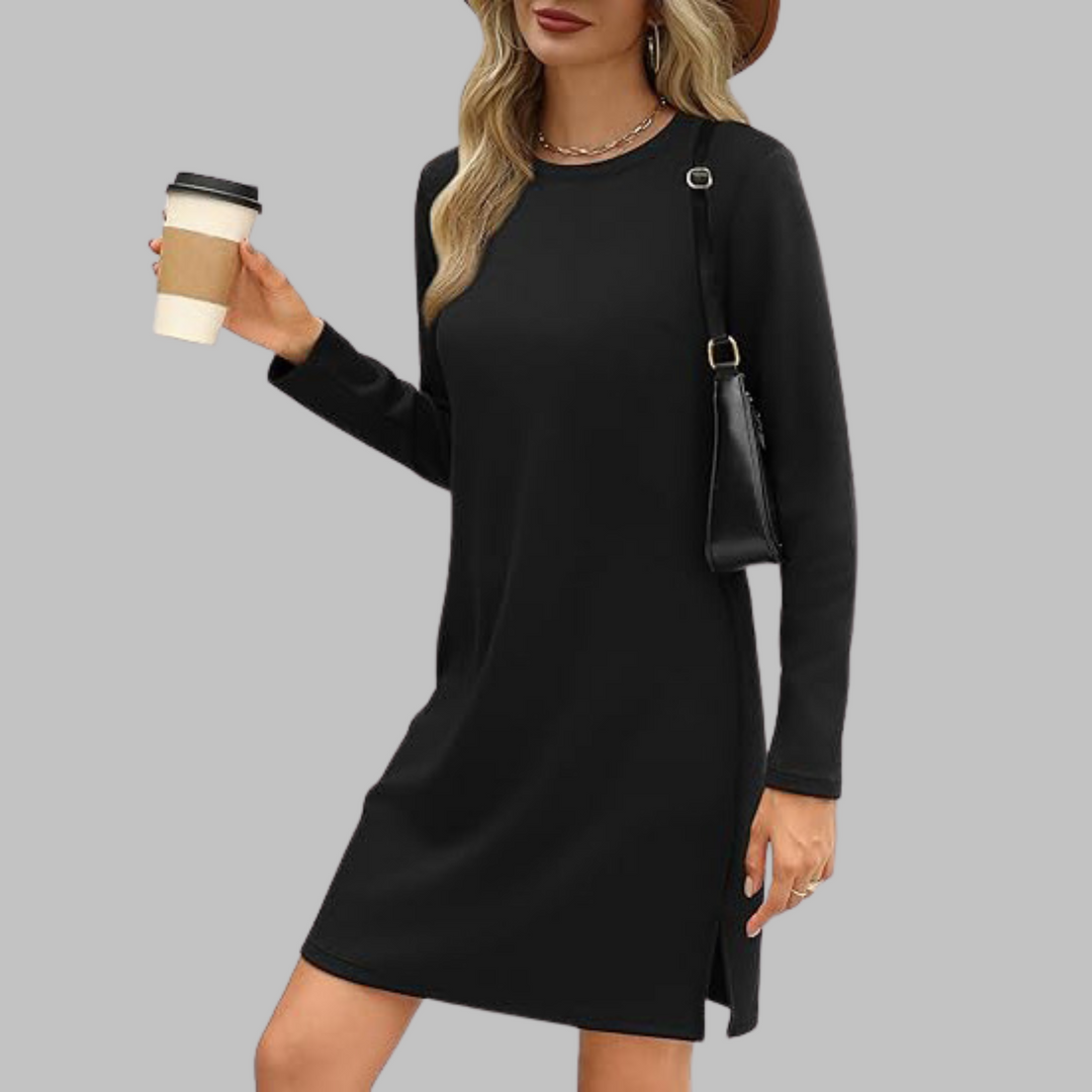 Alaya | Comfortable Long Sleeve Round Neck Dress
