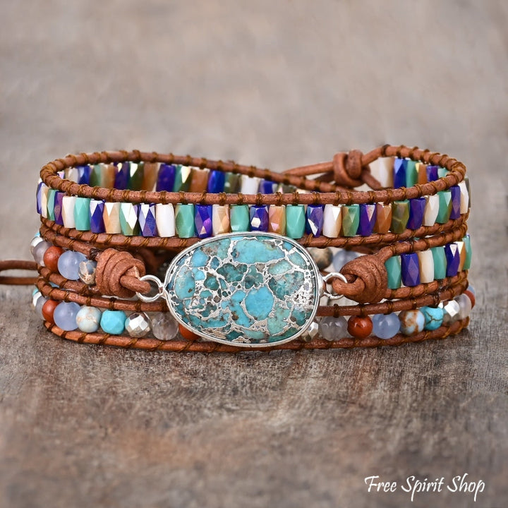 Brooke | Turquoise & Jasper Silver Wrap