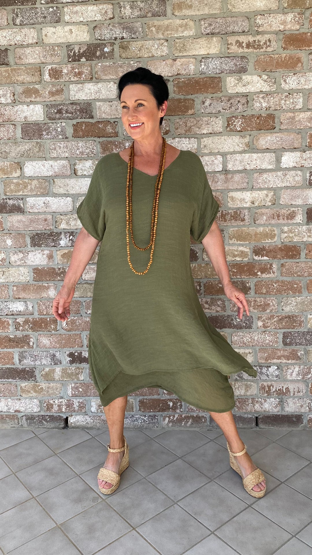 Ximena | Chelsea Olive Midi Dress