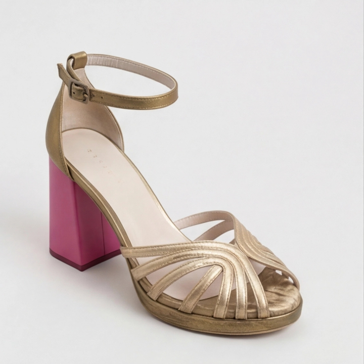 Noelle | Gold Block Heel