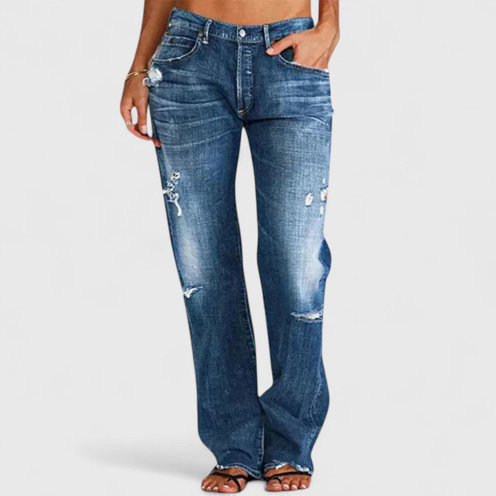 Sadie | Low Rise Distressed Straight Leg