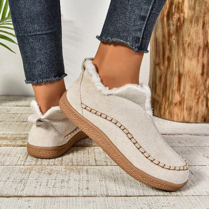 Sab | Warm Fur Lined Slip-On Ankle Boots with Anti-slip Thick Sole