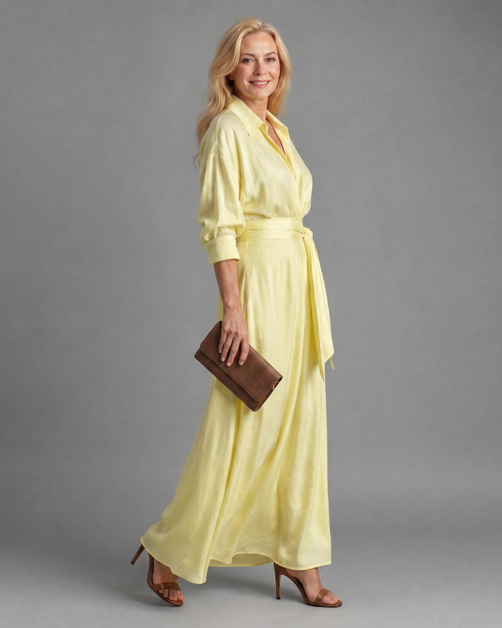 Zelith | Belted Midi Dress with Collar