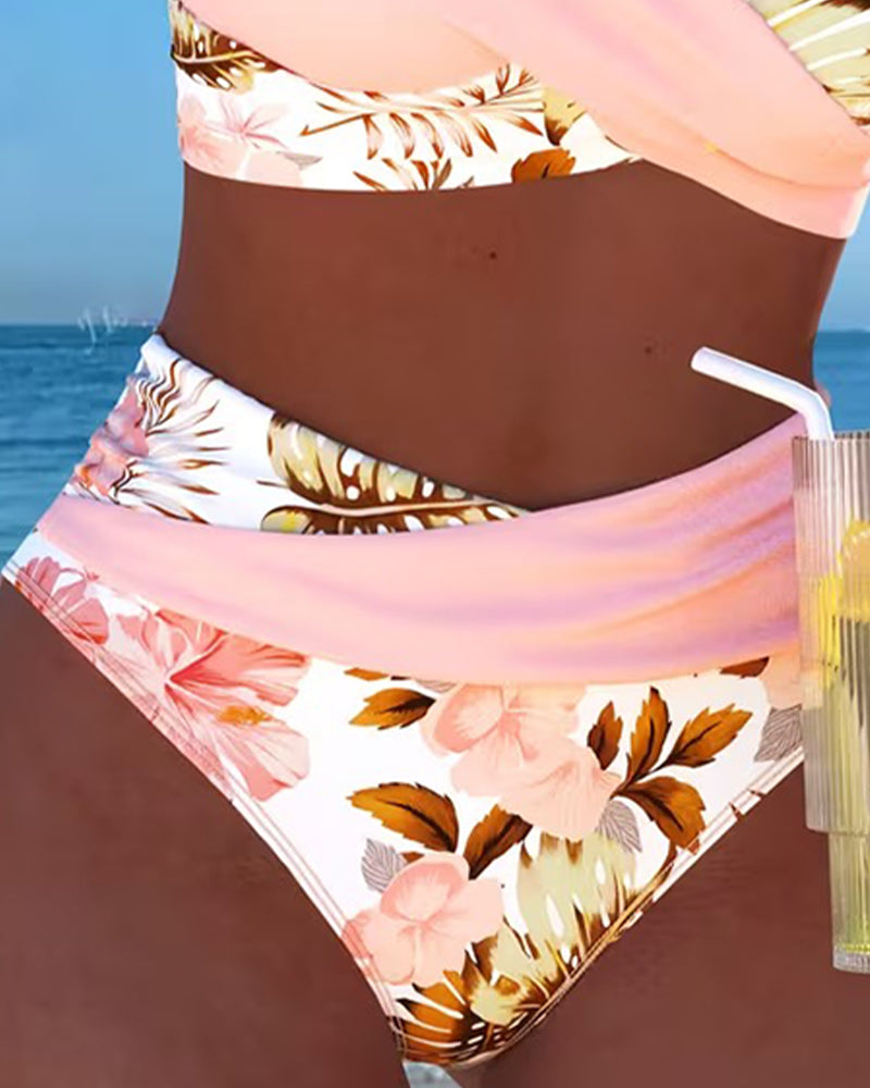Elowen | Floral Contrast Bikini with Slit