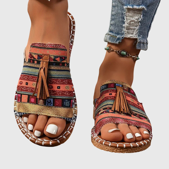 Natalie | Bohemian Sandals with Pom Poms