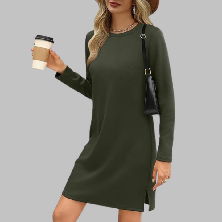 Alaya | Comfortable Long Sleeve Round Neck Dress