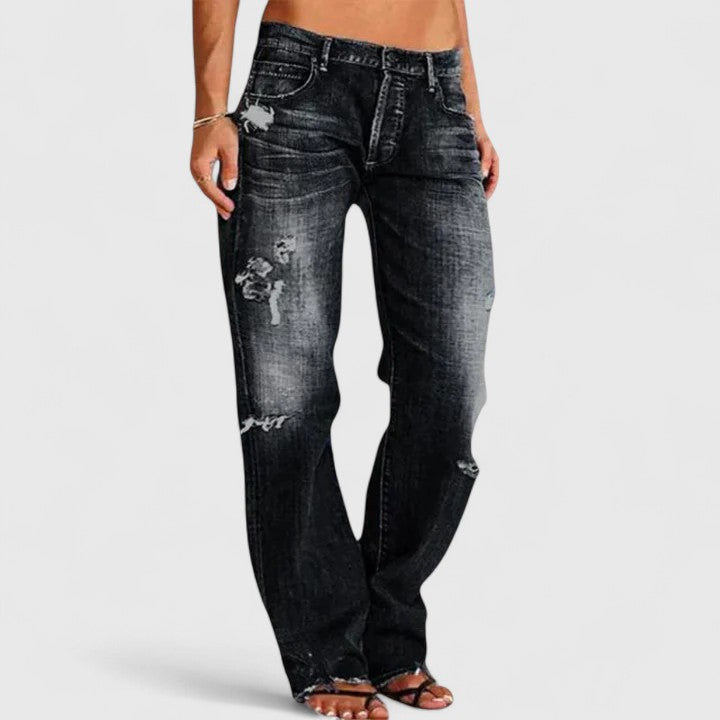 Sadie | Low Rise Distressed Straight Leg