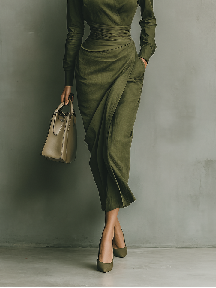 Scarlett | Army Green Cotton Blended