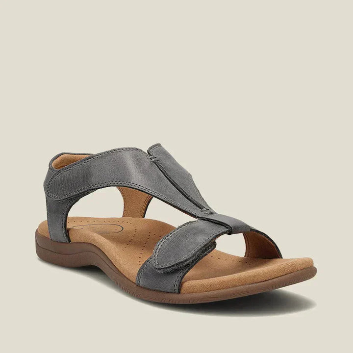 Beatrice | Grey Leather Strap Sandals