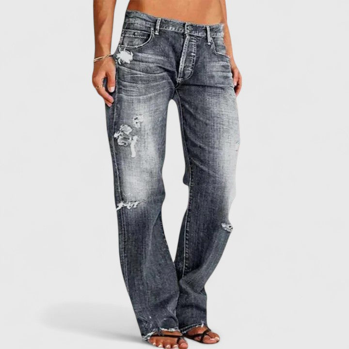 Sadie | Low Rise Distressed Straight Leg