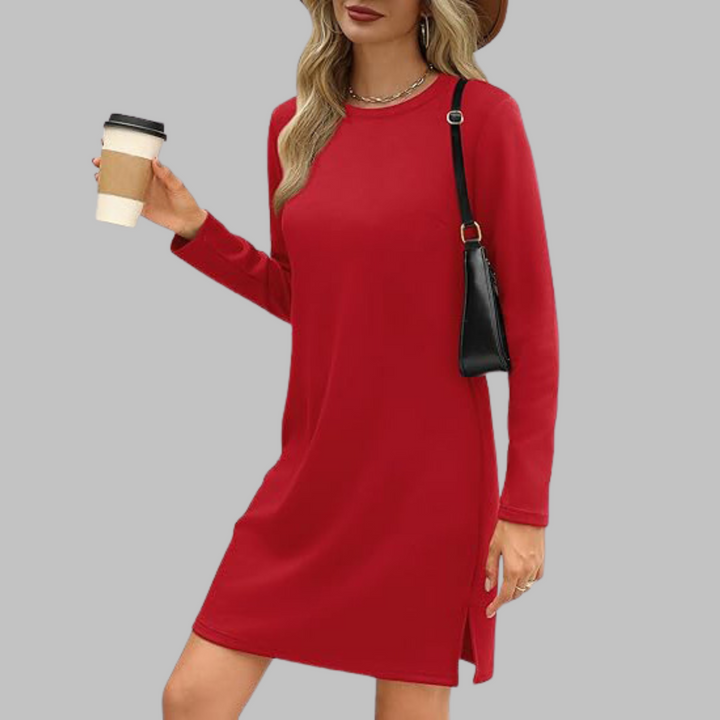 Alaya | Comfortable Long Sleeve Round Neck Dress
