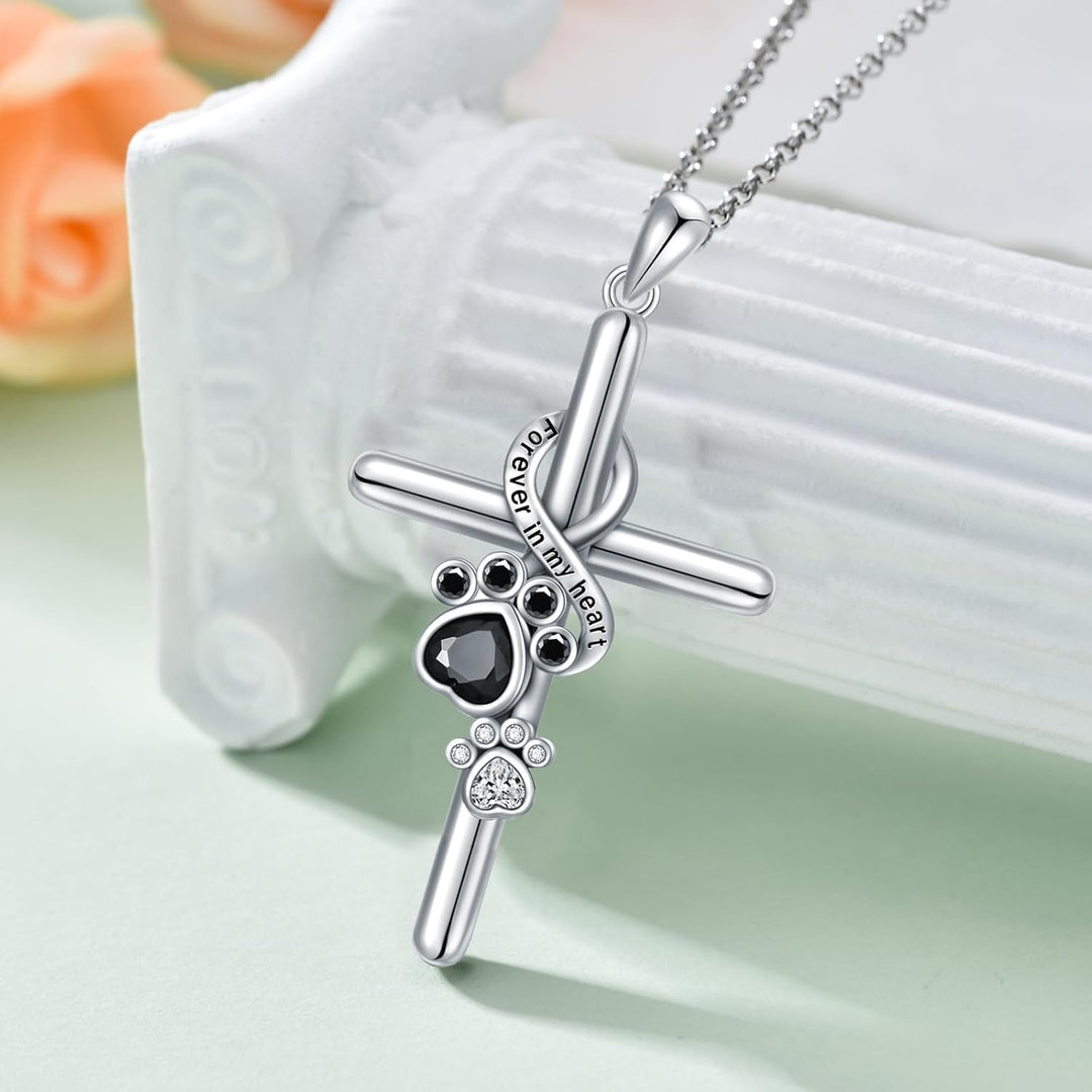 Selina | Cross Pendant Necklace with Paw