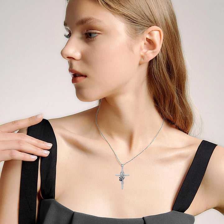 Selina | Cross Pendant Necklace with Paw