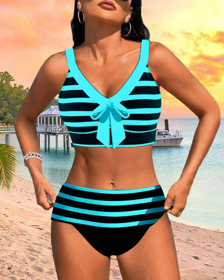 Laluna | Striped High-Waisted Bikini