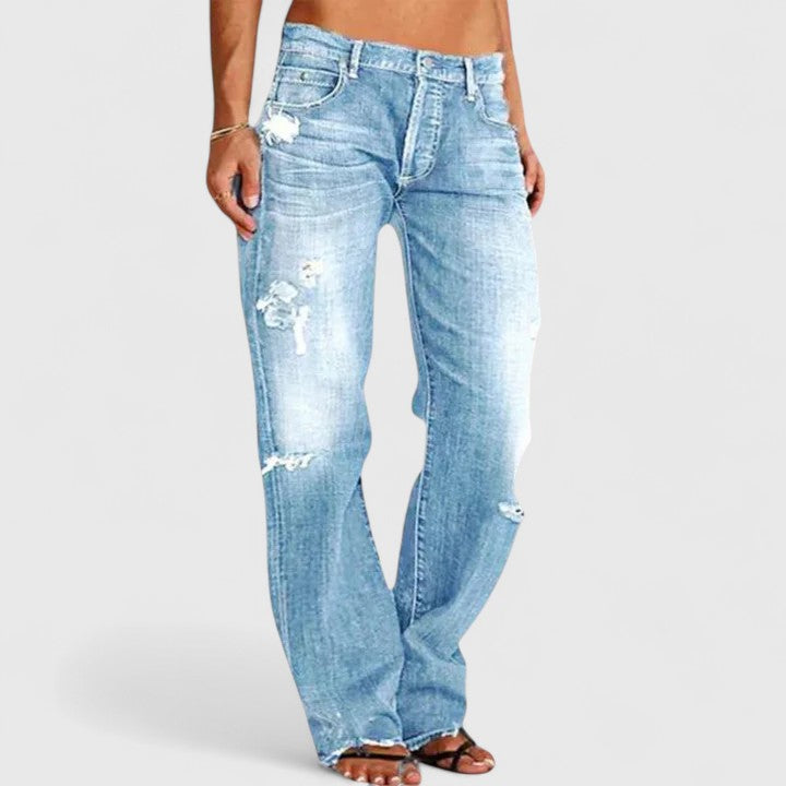 Sadie | Low Rise Distressed Straight Leg