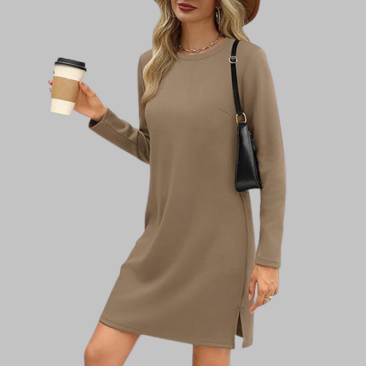 Alaya | Comfortable Long Sleeve Round Neck Dress