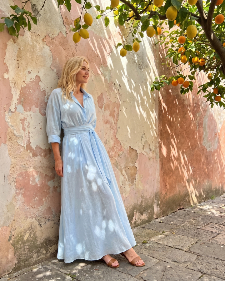 Zelith | Belted Midi Dress with Collar