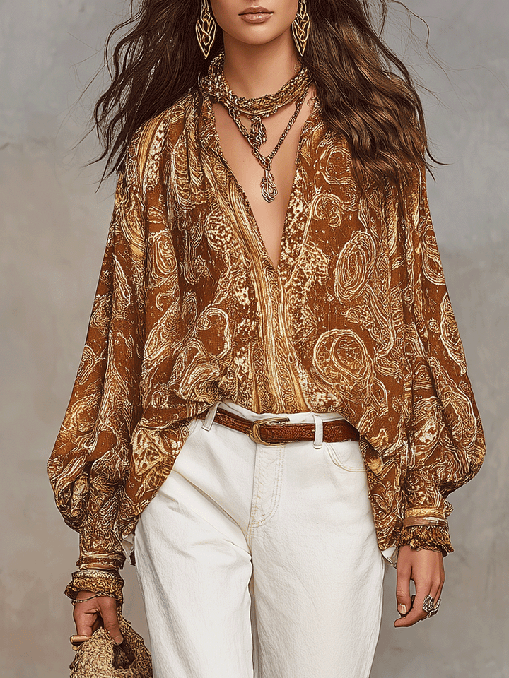 Nora | Bohemian Paisley Blouse