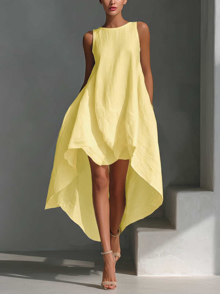 Avery | White Linen Fabric Sleeveless