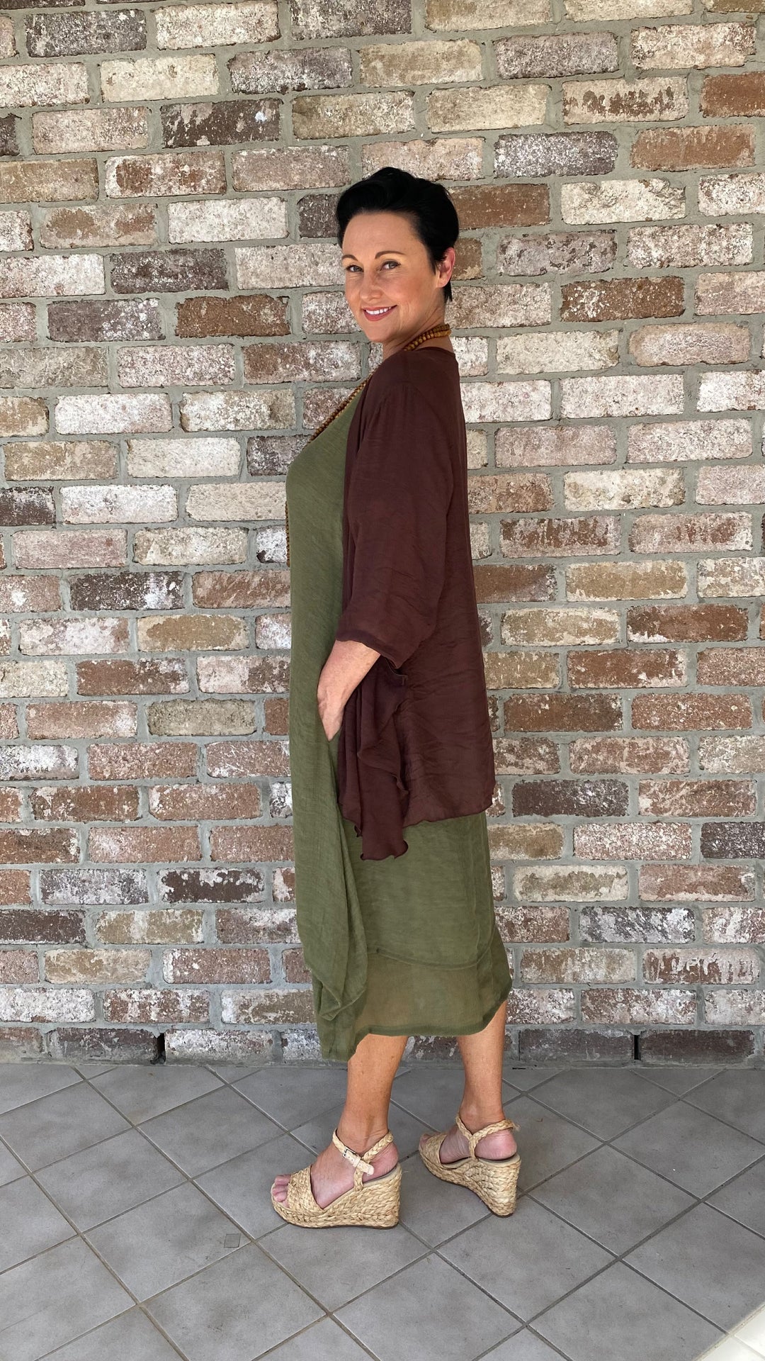 Ximena | Chelsea Olive Midi Dress